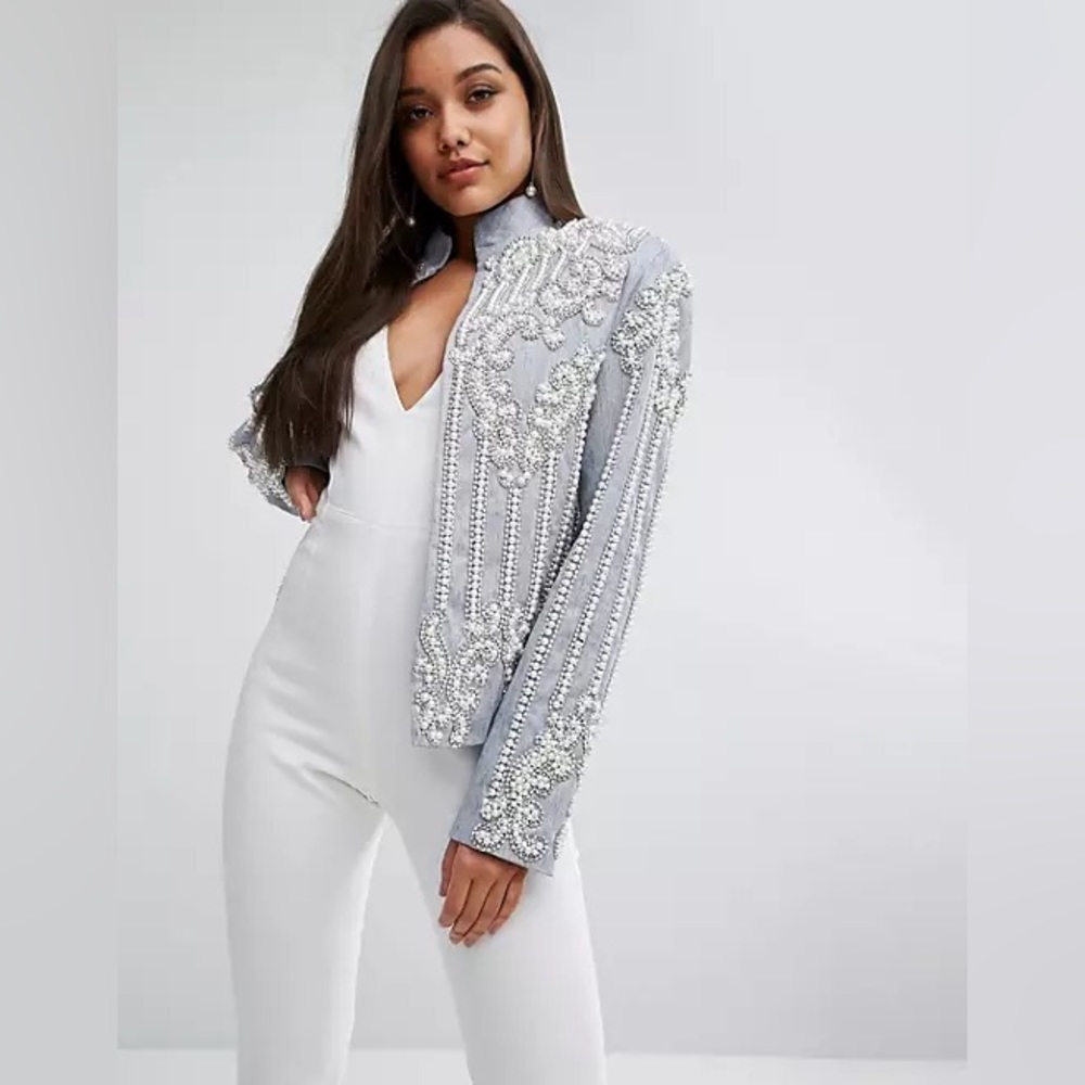 A STAR IS BORN * embellished pearled blazer